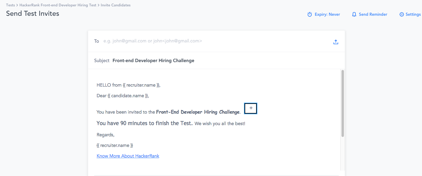 Creating an email Template – HackerRank Support Center